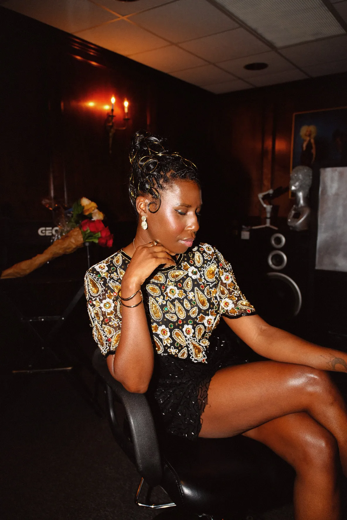 Nala backstage in a dressing room